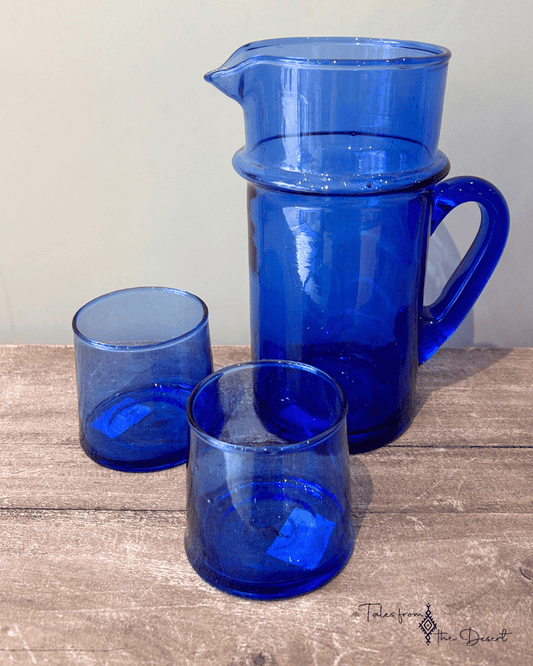 Karaf Blauw Gerecycled Glas - WanderWood