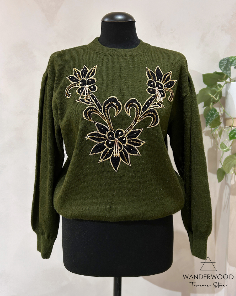 Vintage Trui met Applicatie