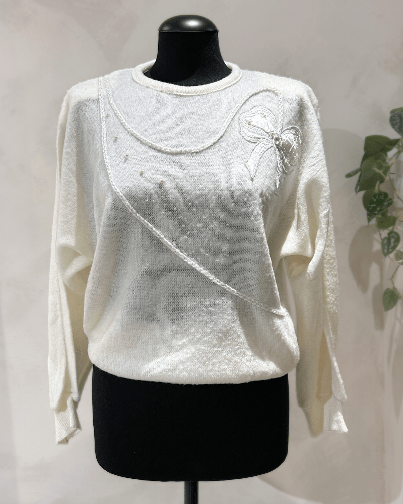 Pre - Loved Trui Bow Offwhite - WanderWood