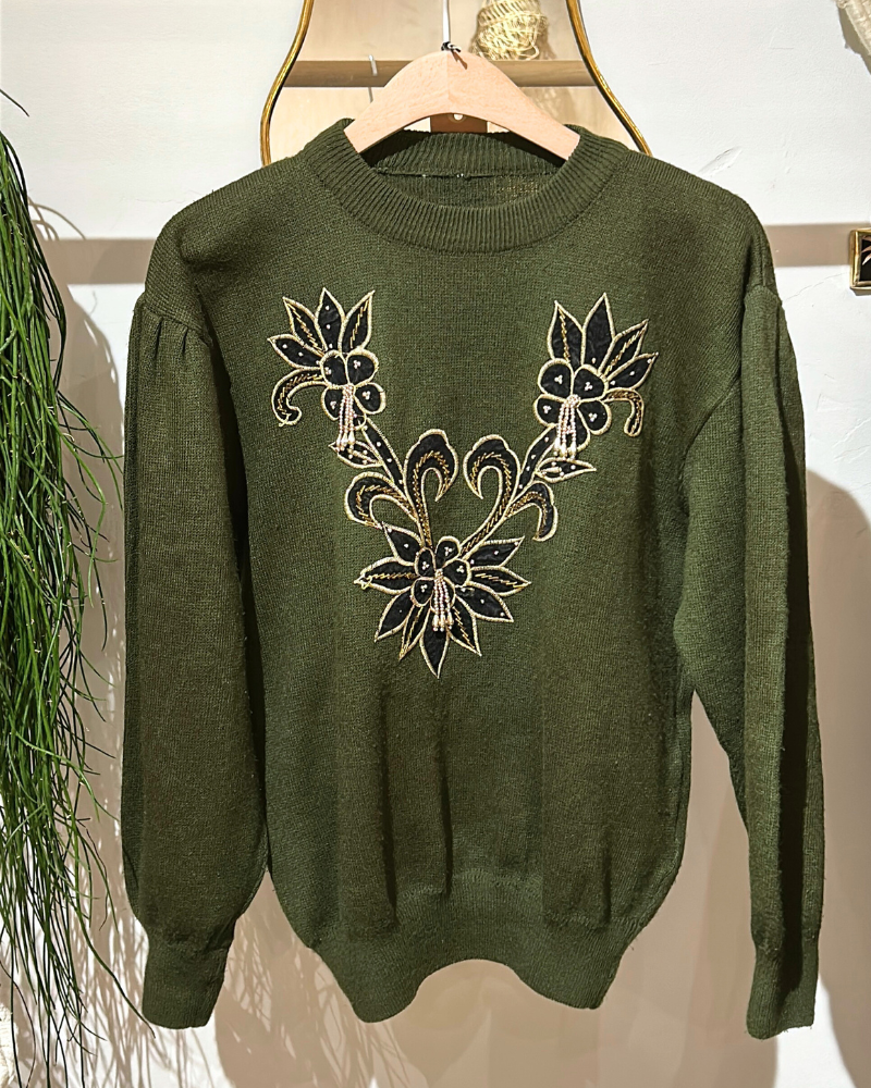 Vintage Trui met Applicatie