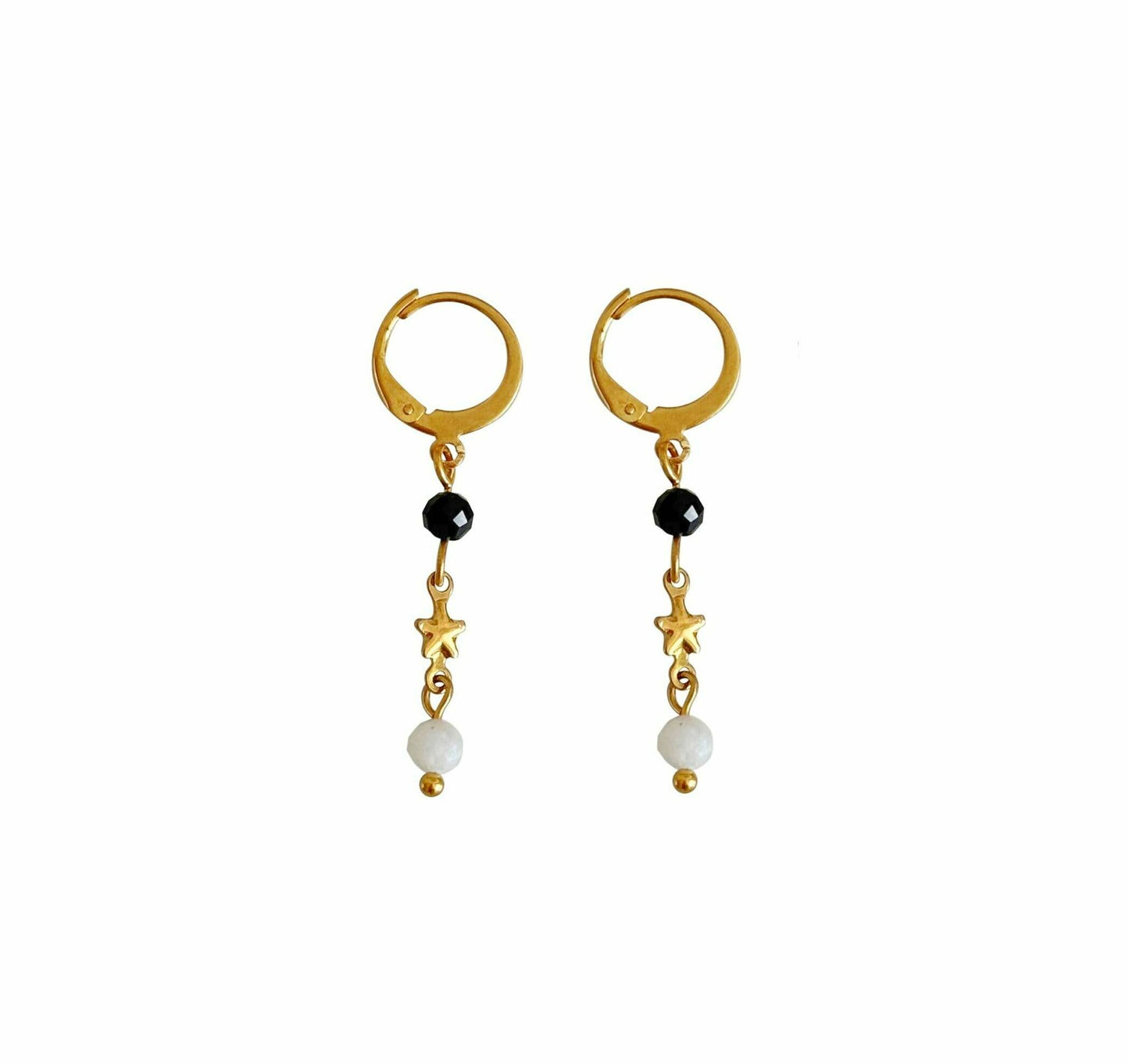 Oorbellen Tourmaline Star & Moonstone Goud - WanderWood