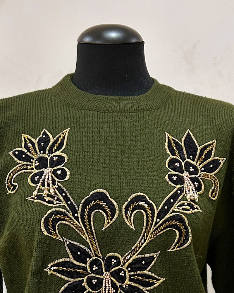 Vintage Trui met Applicatie