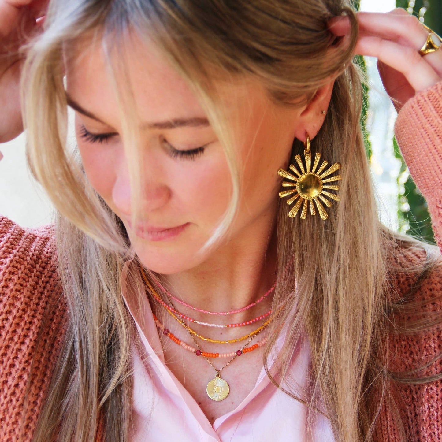 Ketting Beads Nude/White/Taupe