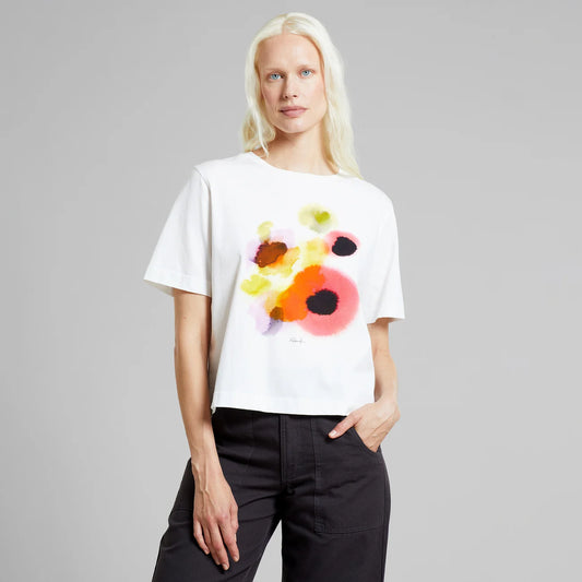 T-shirt Vadstena Abstract Flowers White