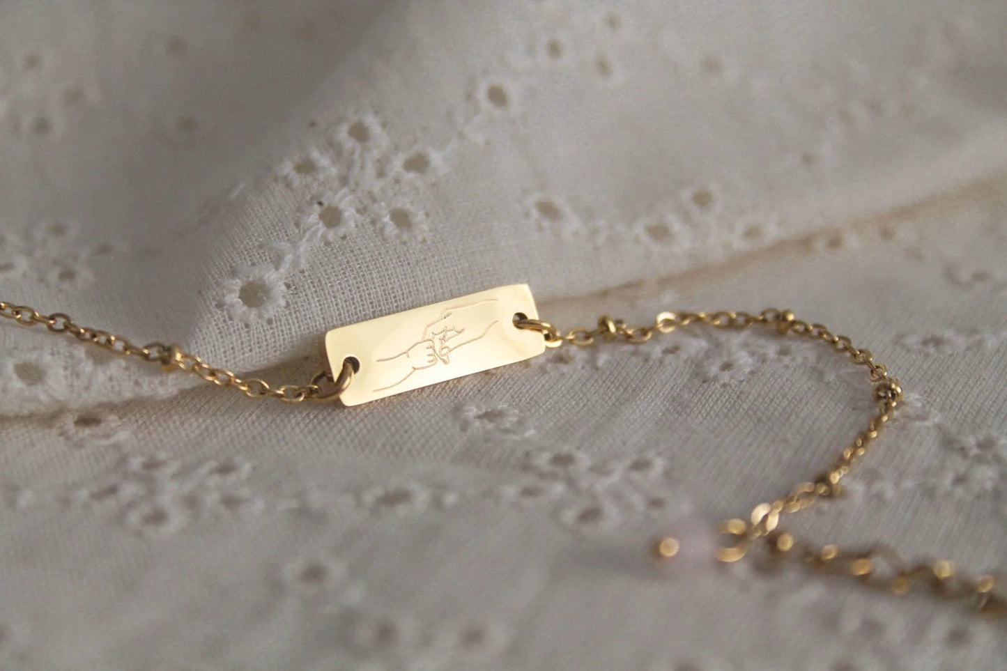 Armband Mama en Kind & Rozenkwarts - Goud - WanderWood