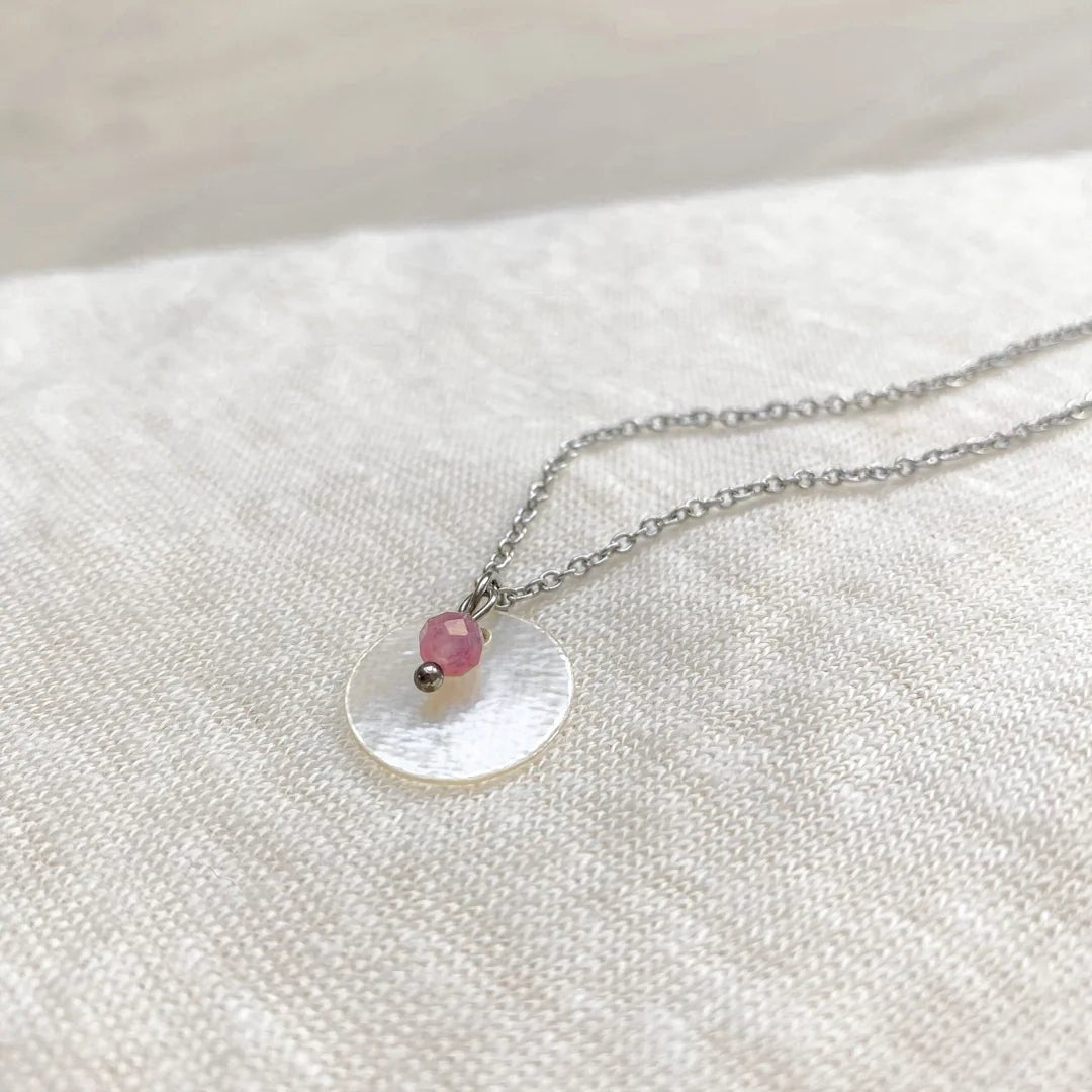 Ketting Toermalijn & Schelp - Zilver - WanderWood
