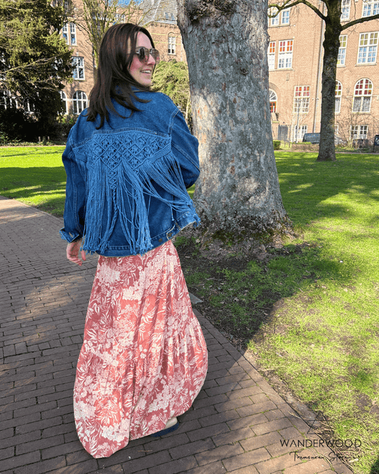 Upcycle Macrame Denim Jacket - WanderWood