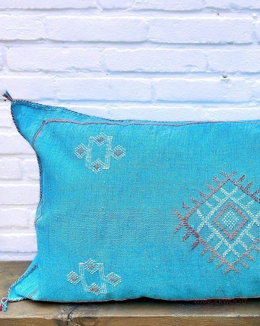 Sabra Kussen XL - Cactus Zijde Turquoise