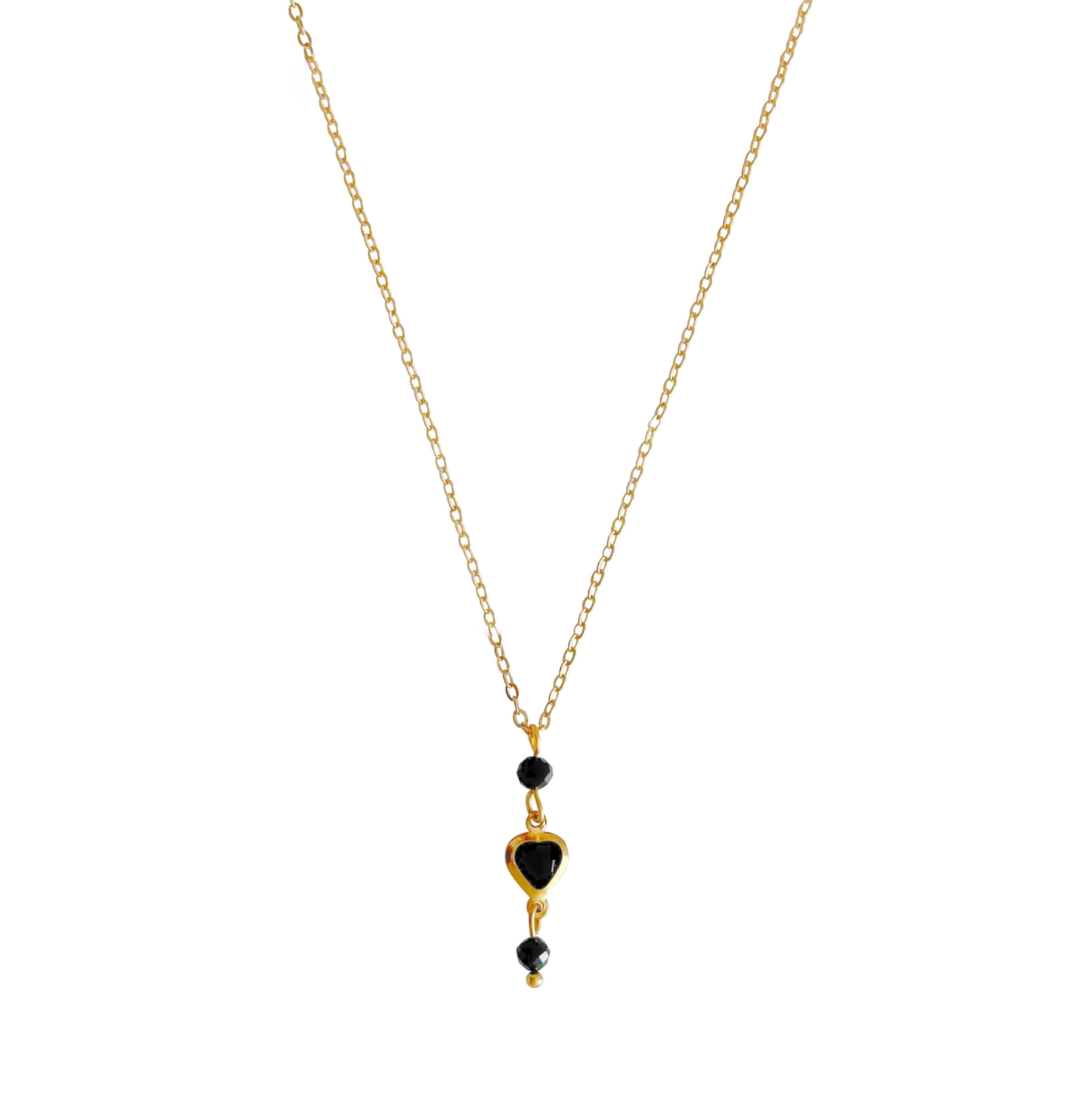 Ketting Crystal Heart & Tourmaline Goud