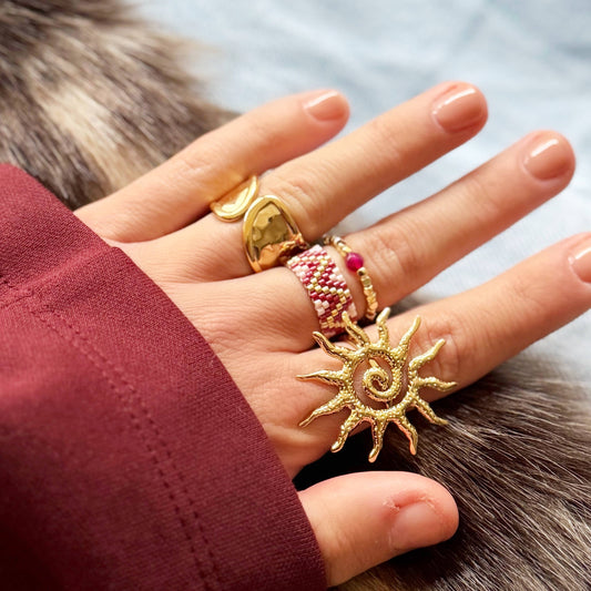 Statement ring "moon and stars" - WanderWood