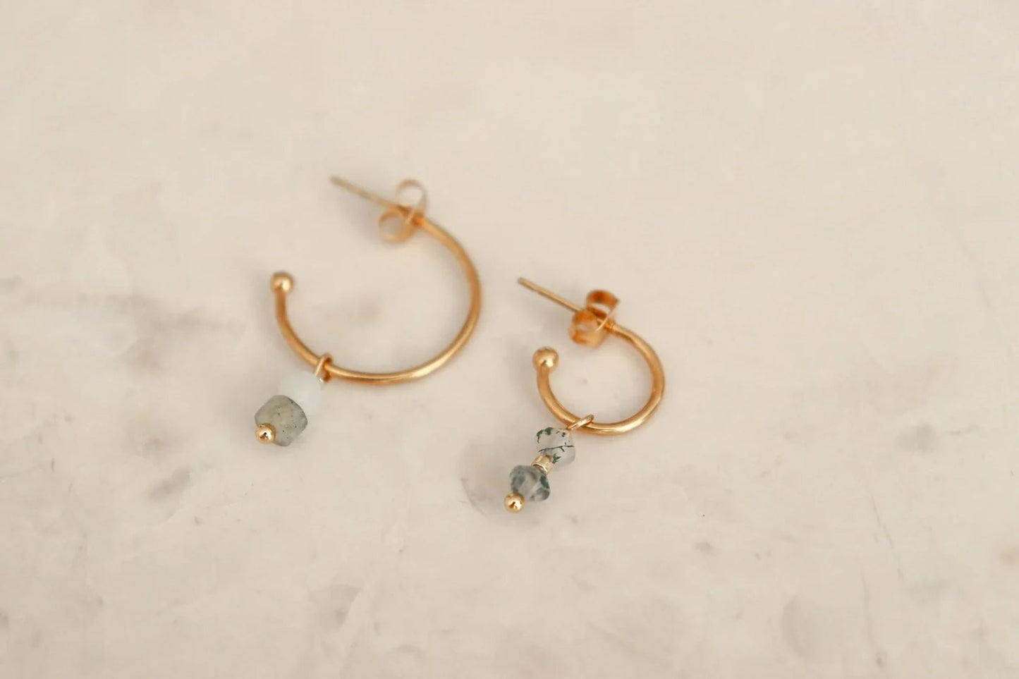 Oorbellen Mos Agaat Oorringen - Goud - 58420 - WanderWood