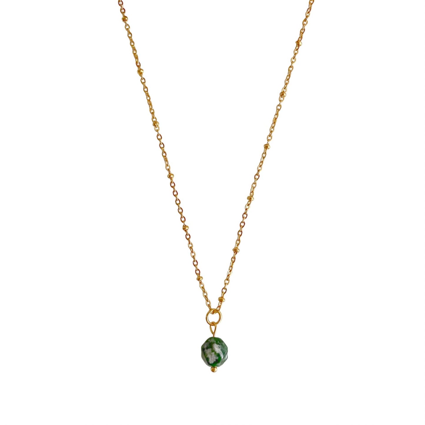 Ketting Green Spot Jasper Goud