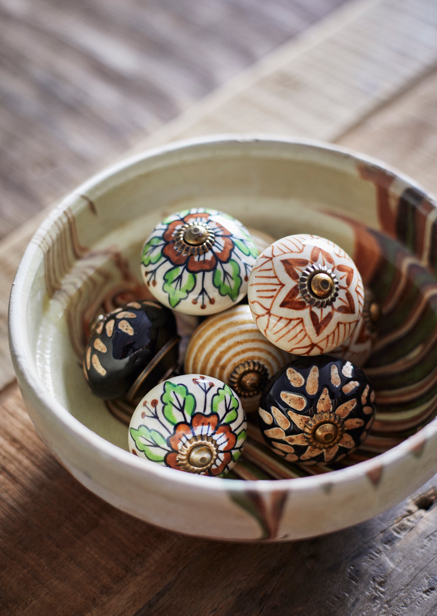 Deurknop Offwhite / Green - WanderWood