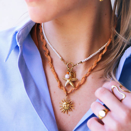 Ketting D - chain Zijde & Sun - Salmon - WanderWood