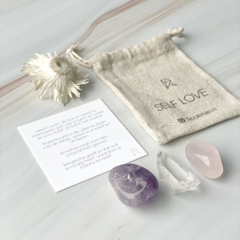 Power Crystals SELF LOVE rozenkwarts - bergkristal - amethist