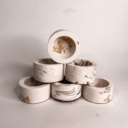 Theelichtjes Houder Beige Marmer Look - WanderWood