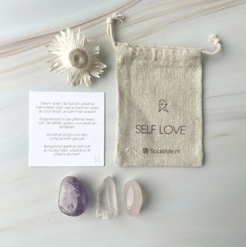 Power Crystals SELF LOVE rozenkwarts - bergkristal - amethist