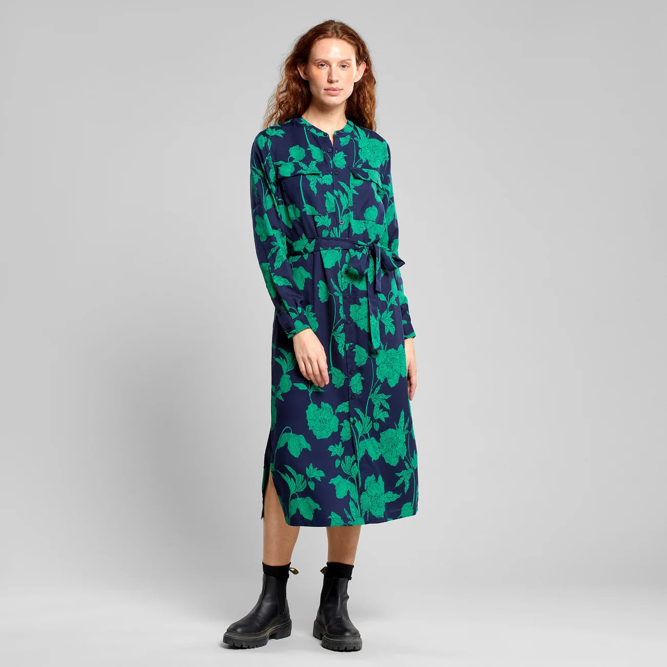 jurk falsterbo van Dedicated Duotone Floral Green