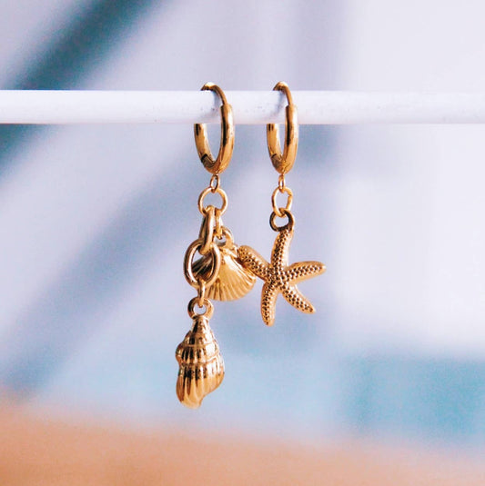 Oorbellen met SEA treasures - Goud
