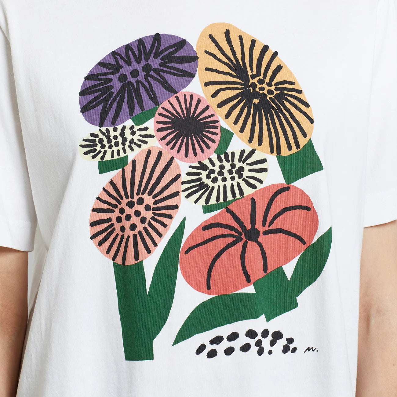 T-shirt Vadstena Memphis Flowers White