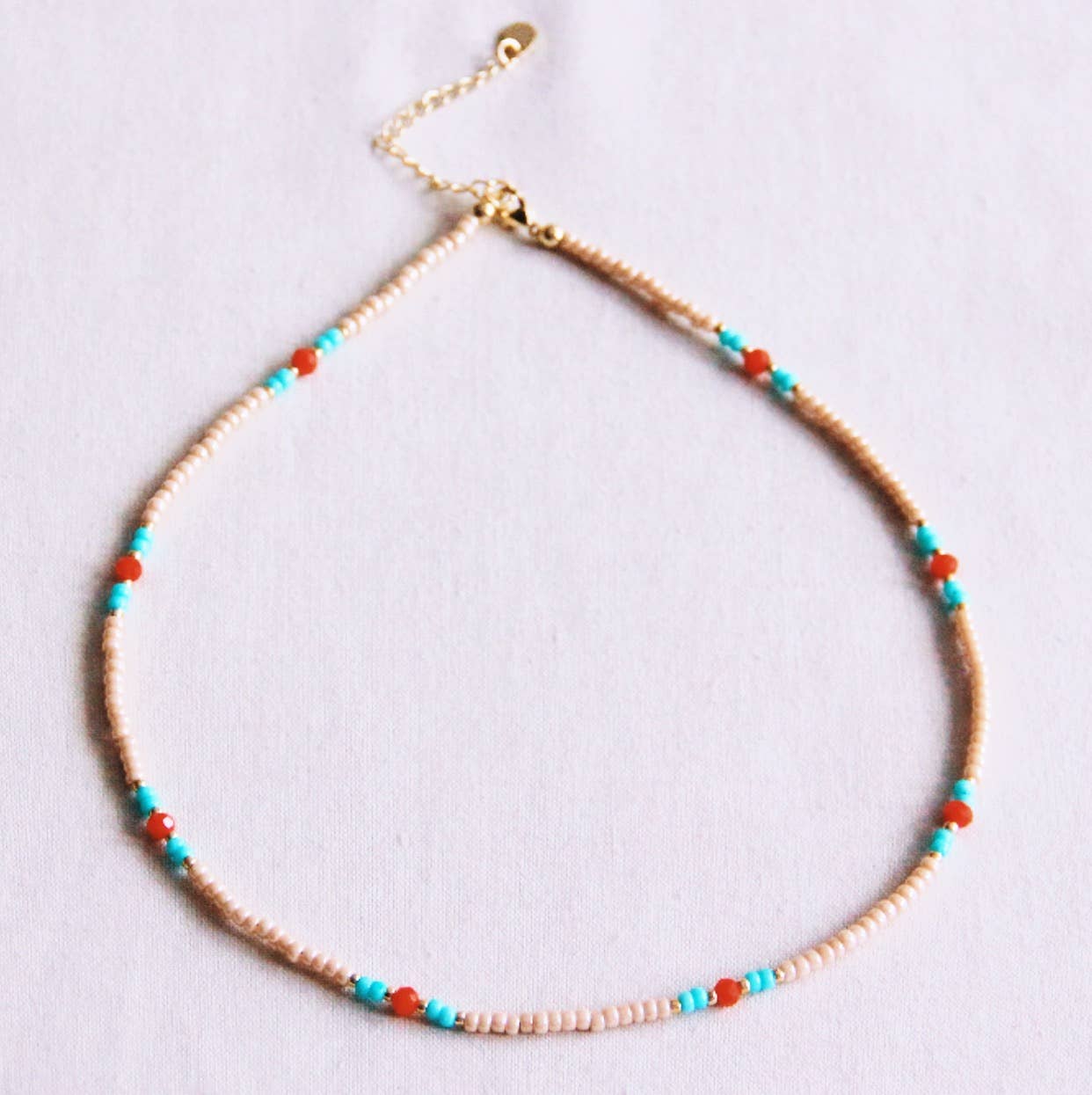 Ketting Beads Facet - Nude/Mint/Orange