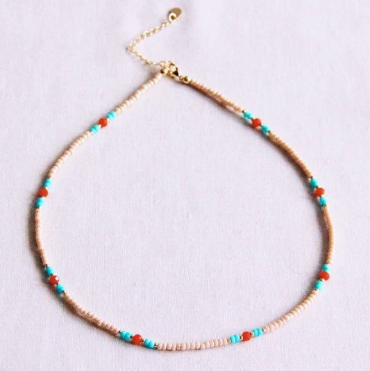 Ketting Beads Facet - Nude/Mint/Orange