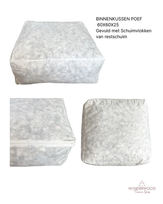 Binnenkussen Poef 60x60x25