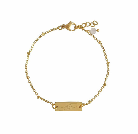 Armband Mama en Kind & Rozenkwarts - Goud