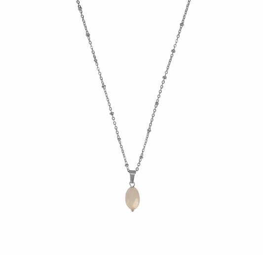 Ketting Rozenkwarts Facet - Zilver