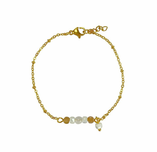 Armband Zonnesteen, Jade & Schelp - Goud - 55140