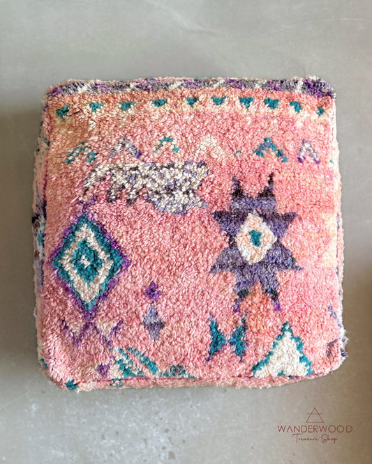 Vintage poef uit Marokko bij WanderWood