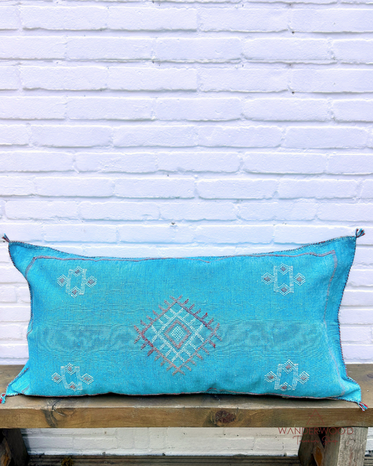 cactus zijde kussen turquoise bij wanderwood 