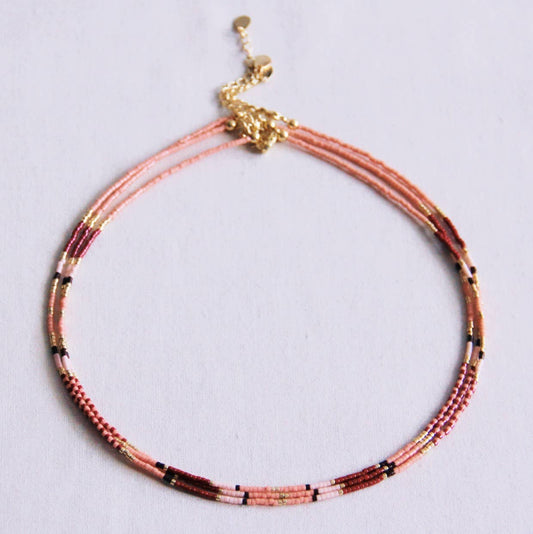 Ketting Beads Pink/Burgundy/Nude