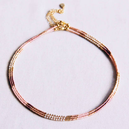 Ketting Beads Nude/White/Taupe