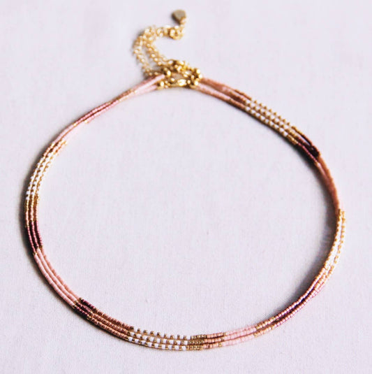 Ketting Beads Nude/White/Taupe