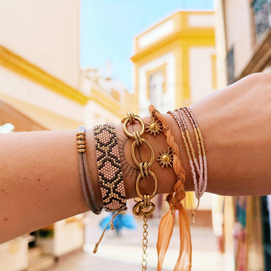 Armband D-chain Zijde Charms - Salmon