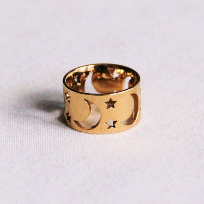 Statement ring "moon and stars"